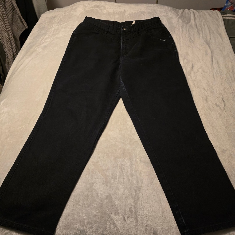 Rockies Vintage High Waisted Western Jeans Black Cotton Straight Leg 19/20 58 M
